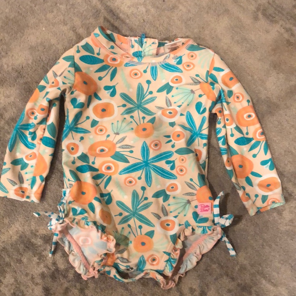 Ruffle butts sz 18-24m rash guard bathingsuit. Snap bottoms and half zip in back